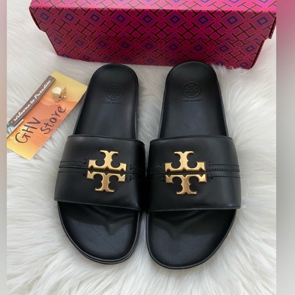 Tory Burch Shoes - Tory Burch Everly Calf Leather Anatomic Slide Sandal